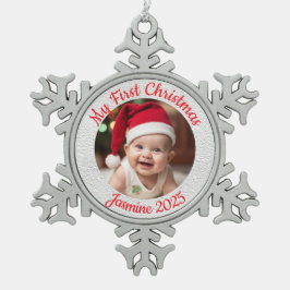 Adorno De Peltre Tipo Copo De Nieve Customisable Baby's First Christmas