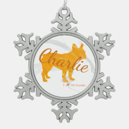 Adorno De Peltre Tipo Copo De Nieve Customizable French Bulldog Pastel Orange Frenchie