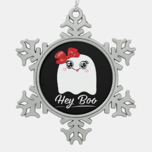 Adorno De Peltre Tipo Copo De Nieve Cute Hey Boo Halloween