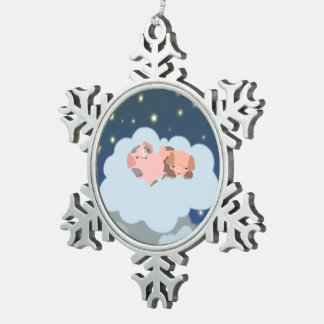 Adorno De Peltre Tipo Copo De Nieve Cute Personalizado Slumbering Piglets Ornamento de