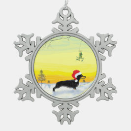 Adorno De Peltre Tipo Copo De Nieve dachshund de navidad