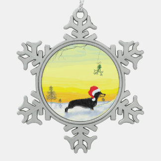 Adorno De Peltre Tipo Copo De Nieve dachshund de navidad