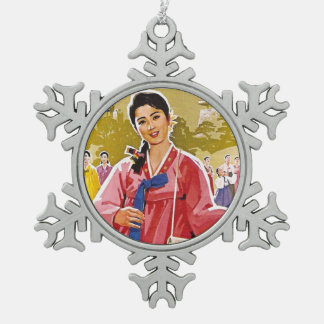 Adorno De Peltre Tipo Copo De Nieve Damas coreanas que llevan hanbok
