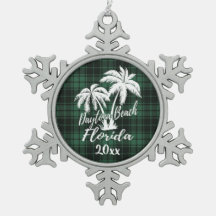 Daytona Beach Florida Palm Green Plaid