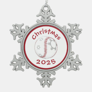 Adorno De Peltre Tipo Copo De Nieve #decoración de árbol de Navidad de béisbol