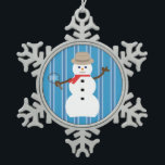 Adorno De Peltre Tipo Copo De Nieve Detective de Snowman azul divertido y divertido<br><div class="desc">Diseño divertido y elegante con iconos divertidos sobre un fondo de rayas para un efecto formal y elegante que realza tu decoración y añade un toque festivo. Un diseño más tradicional. Para fiestas, decoración, entretenimiento, o sólo por diversión. Grandes regalos para todas las edades. Una variedad de productos y colores...</div>