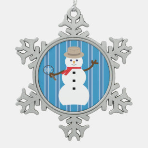 Adorno De Peltre Tipo Copo De Nieve Detective de Snowman azul divertido y divertido