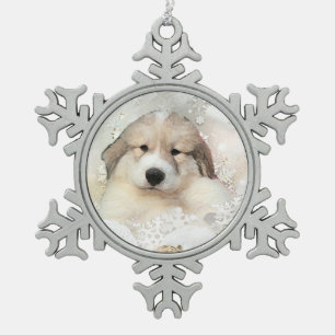Adorno De Peltre Tipo Copo De Nieve Día de fiesta del perrito de la acuarela de los