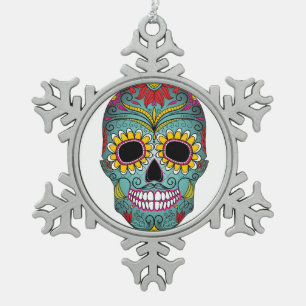 Adorno De Peltre Tipo Copo De Nieve Día de Muertos Calavera Brillante