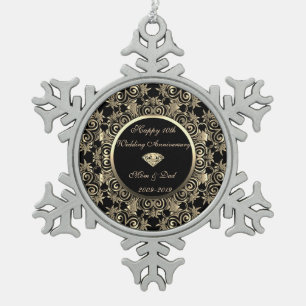 Adorno De Peltre Tipo Copo De Nieve Diamante de oro décimo aniversario Boda