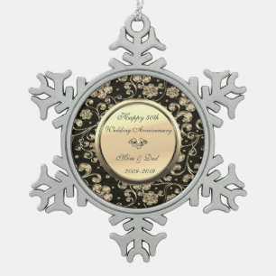 Adorno De Peltre Tipo Copo De Nieve Diamante Floral Dorado 50 Aniversario de Boda