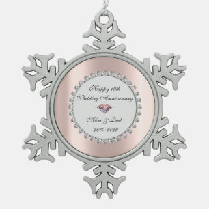 Adorno De Peltre Tipo Copo De Nieve Diamantes de plata rosa dorado 10º aniversario de