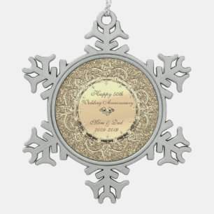 Adorno De Peltre Tipo Copo De Nieve Diamantes de purpurina dorada 50 aniversario de bo