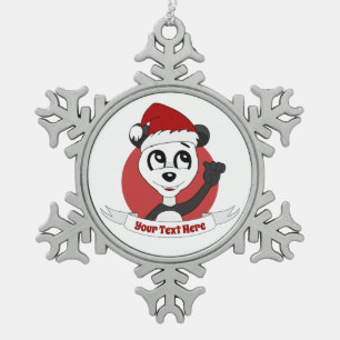 Adorno De Peltre Tipo Copo De Nieve Dibujo animado de Navidad con copo de nieve de oso