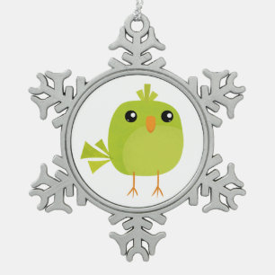 Adorno De Peltre Tipo Copo De Nieve Dibujo animado de pájaro verde lindo