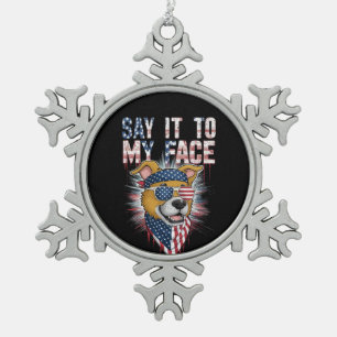 Adorno De Peltre Tipo Copo De Nieve Dilo A Mi Cara, Perro De Mamá Gracioso