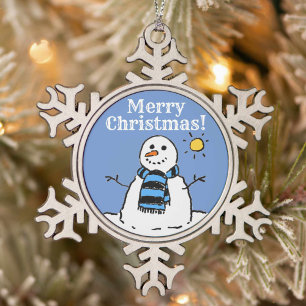 Adorno De Peltre Tipo Copo De Nieve Diseño de muñeco de nieve de Navidad con Feliz Nav