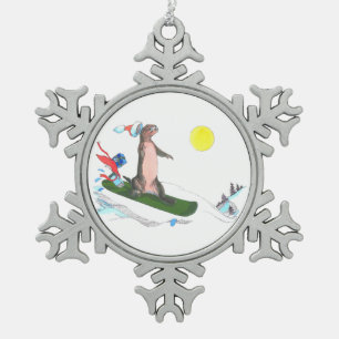 Adorno De Peltre Tipo Copo De Nieve Diseño divertido del día de fiesta de la nutria