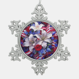 Adorno De Peltre Tipo Copo De Nieve Diseño florístico patriótico colorido