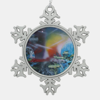 Adorno De Peltre Tipo Copo De Nieve dos escenas del planeta de los lados spacepainting