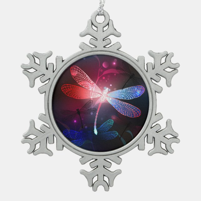 Adorno De Peltre Tipo Copo De Nieve Dragón rojo (Anverso)