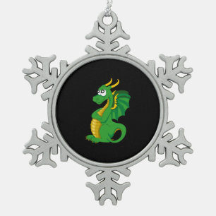 Adorno De Peltre Tipo Copo De Nieve dragón verde de dibujos animados