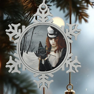 Adorno De Peltre Tipo Copo De Nieve Dragona mecánica de invierno gótico steampunk vict