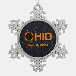 Adorno De Peltre Tipo Copo De Nieve Eclipse solar total de Ohio 2024