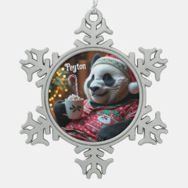 Adorno De Peltre Tipo Copo De Nieve El acogedor Panda de los Navidades pijamas persona