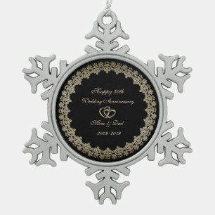 Adorno De Peltre Tipo Copo De Nieve El Corazón de Oro Anda 50 Aniversario del Boda