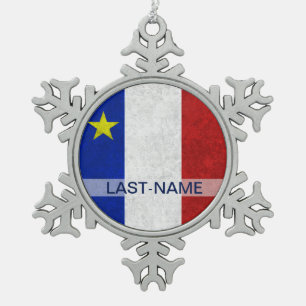 Adorno De Peltre Tipo Copo De Nieve El Grunge apenado apellido acadiense de la bandera