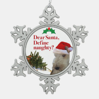 Adorno De Peltre Tipo Copo De Nieve El ornamento travieso del navidad del fox terrier
