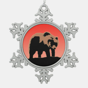 Adorno De Peltre Tipo Copo De Nieve El oso pardo al atardecer - Arte de vida salvaje o