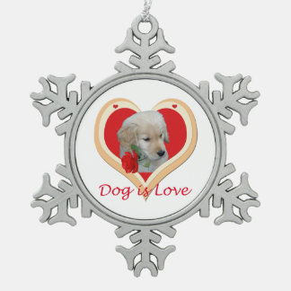 Adorno De Peltre Tipo Copo De Nieve El perro es ornamento del navidad del amor