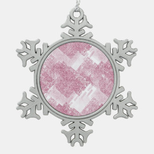 Adorno De Peltre Tipo Copo De Nieve El rosa brilla sobre el blanco.