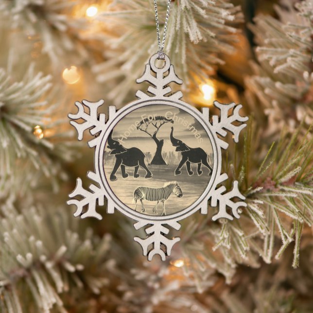 Adorno De Peltre Tipo Copo De Nieve Elefantes en casa de los Navidades (Árbol)