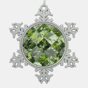Adorno De Peltre Tipo Copo De Nieve Elegancia Esmeralda: Hojas Verdes en Corte de Diam