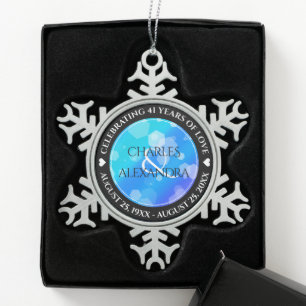 Adorno De Peltre Tipo Copo De Nieve Elegante 41° Aniversario del Boda de Topaz Azul