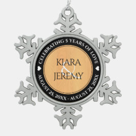 Adorno De Peltre Tipo Copo De Nieve Elegante 5º Aniversario del Boda de Madera