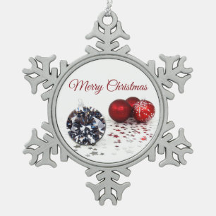 Adorno De Peltre Tipo Copo De Nieve Elegante Diamante y Ornamentos de Navidad Rojo