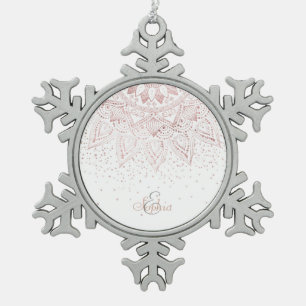 Adorno De Peltre Tipo Copo De Nieve Elegante diseño de confeti dorado mandala rosa
