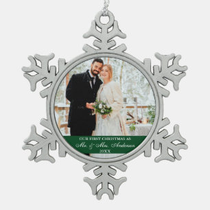 Adorno De Peltre Tipo Copo De Nieve Elegante guión de nuestro primer verde de Navidad