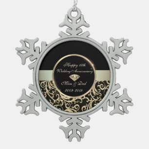 Adorno De Peltre Tipo Copo De Nieve Elegante Swirls Gold 10° Aniversario Boda