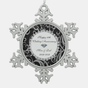 Adorno De Peltre Tipo Copo De Nieve Elegantes Remolinos Diamantes 10º Aniversario de B
