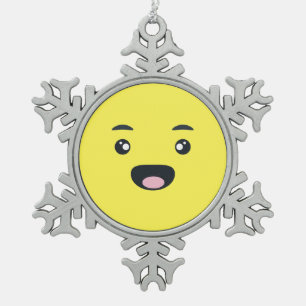 Adorno De Peltre Tipo Copo De Nieve Emoji sonriente