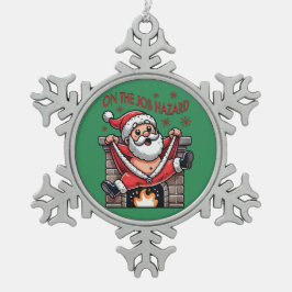 Adorno De Peltre Tipo Copo De Nieve En el trabajo, el Papá Noel se incendia
