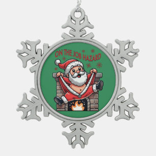 Adorno De Peltre Tipo Copo De Nieve En el trabajo, el Papá Noel se incendia
