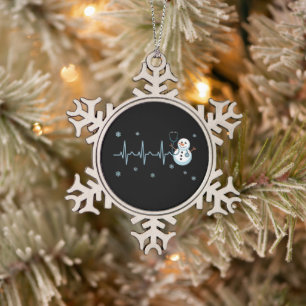Adorno De Peltre Tipo Copo De Nieve Enfermera Ritmo Cardiaco Muñeco de Nieve Navidad 