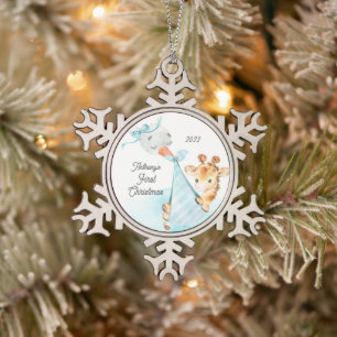 Adorno De Peltre Tipo Copo De Nieve Entrega especial de jirafa, primera Navidad del be