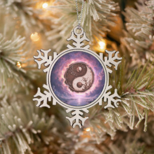 Adorno De Peltre Tipo Copo De Nieve Equilibrio a la luz de la luna – Yin Yang de la Lu